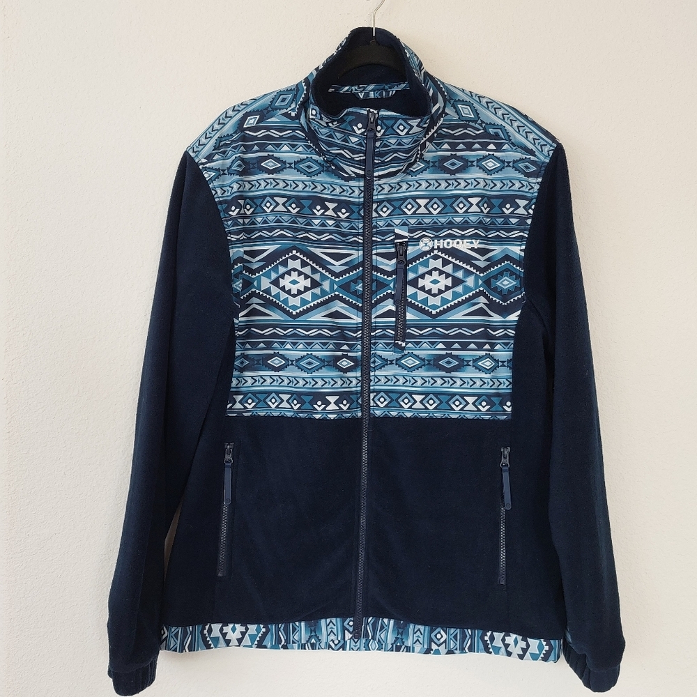Hooey  Men's Tech Fleece Navy‎ Aztec Jacket Size XL